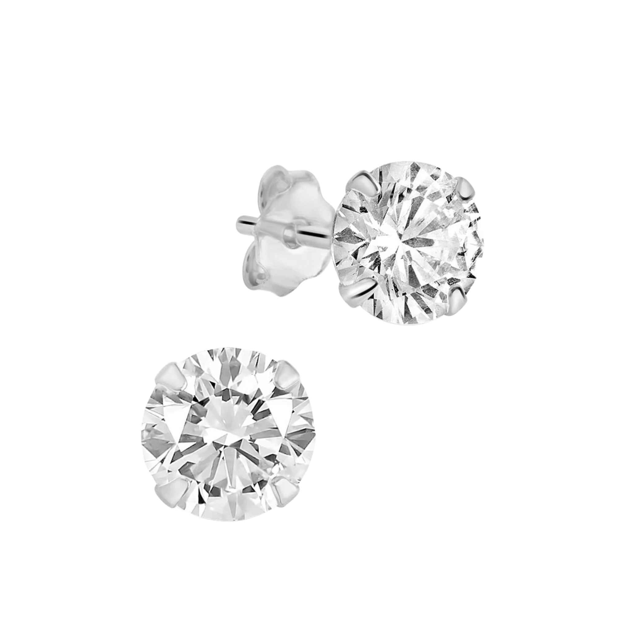 Sterling silver platinum stud earrings with a halo design, showcasing elegant, shiny jewelry by Private Label.