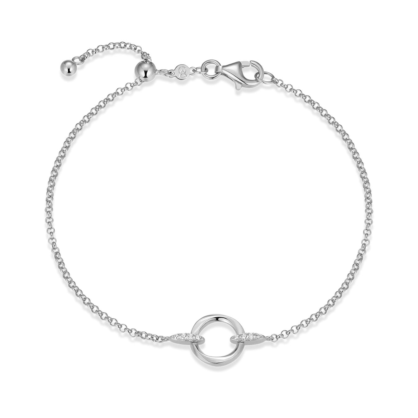 Monte Luna Knife Edge Circle Link Lab-Created Diamond Bolo Bracelet - BB0188W