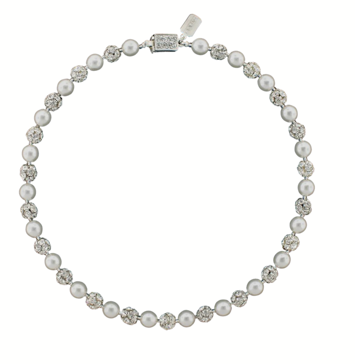 Pearl Necklace with Rhinestone Beads