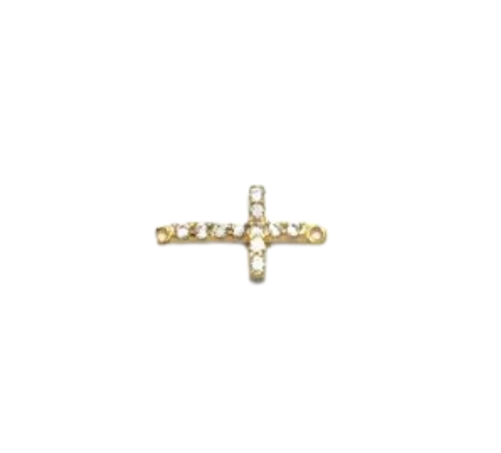 Tiny Sterling Silver Cz Cross Connector For Bracelet