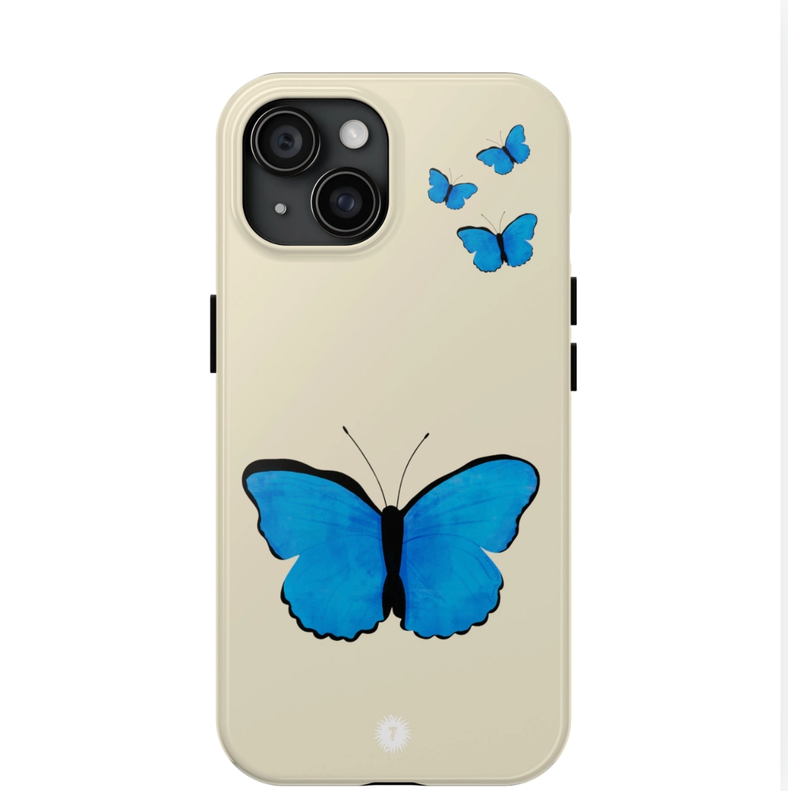 Cream butterfly painting phone case featuring a vibrant design, perfect for mobile protection and style.