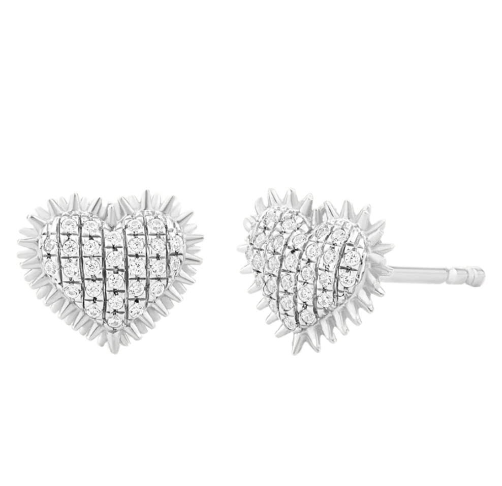 Spiked Heart Stud Earrings - Let's Bag It 