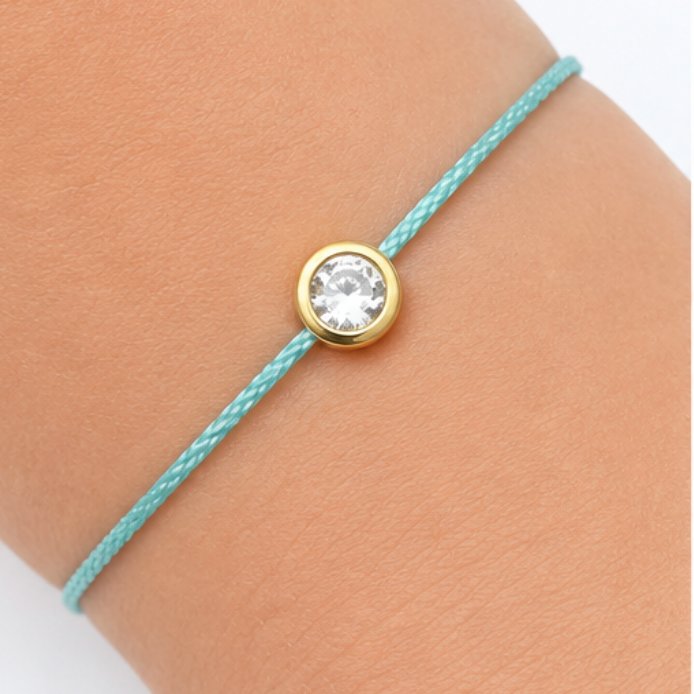 Diamond Cord Bracelet with Round Bezel CZ