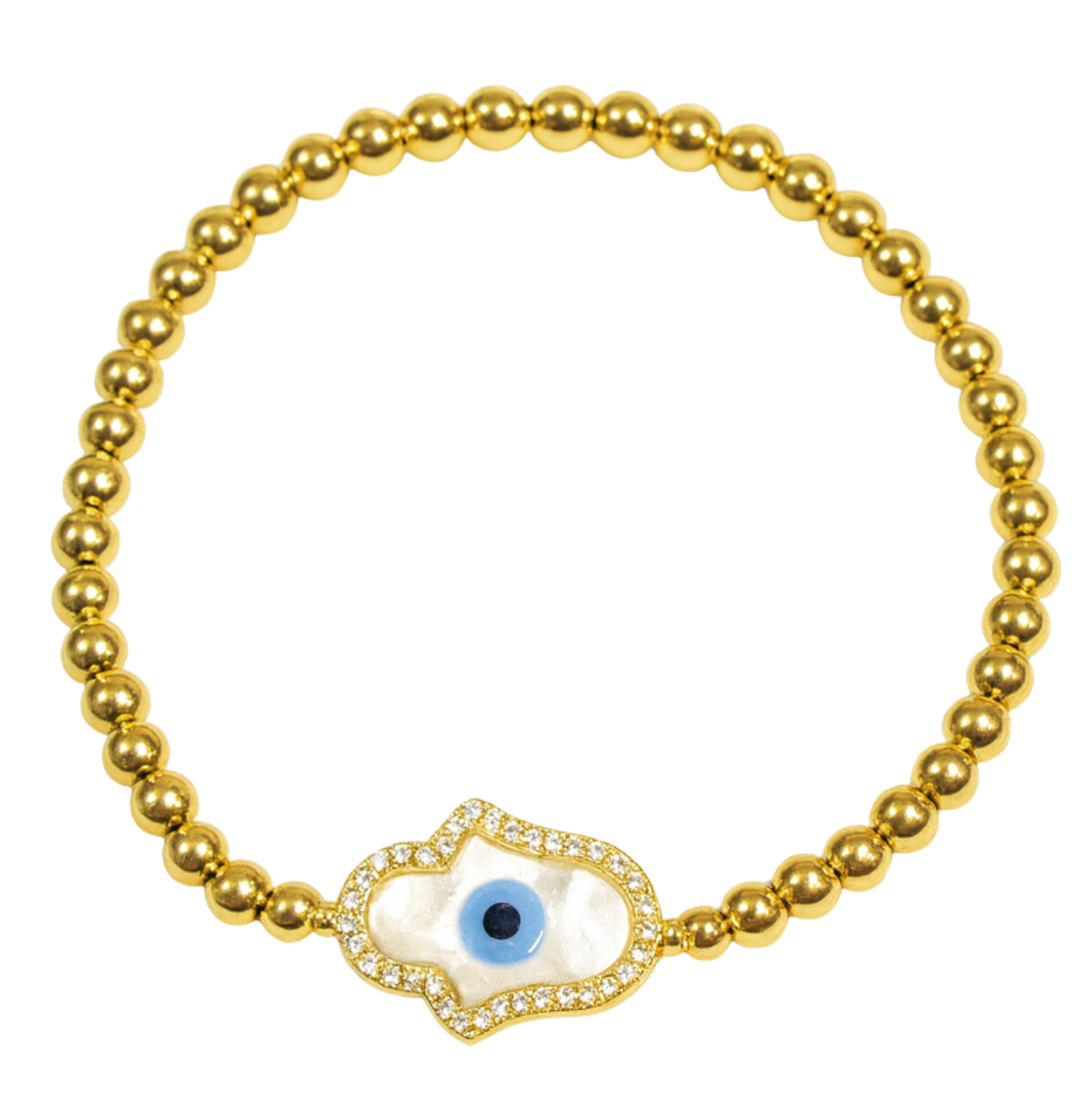 Beaded Hamsa bracelet with colorful beads from private label brand, featuring intricate Hamsa charm for protection and style.