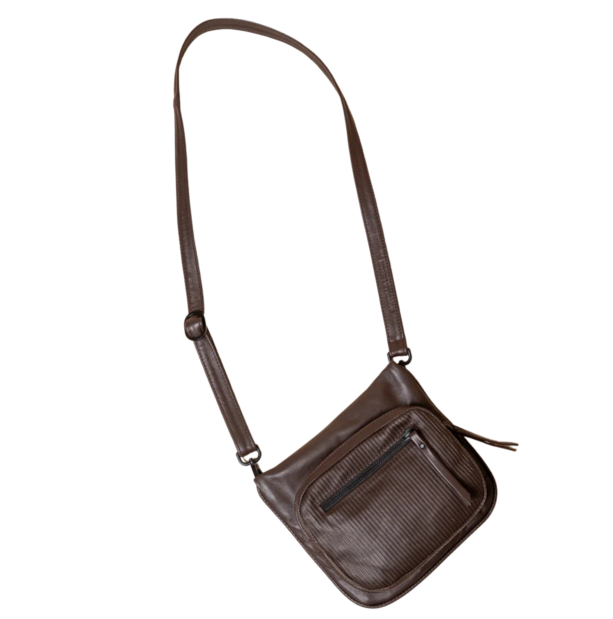 Daniella Lehavi Memphis crossbody bag featuring a sleek leather design and adjustable strap, shown in a neutral color.