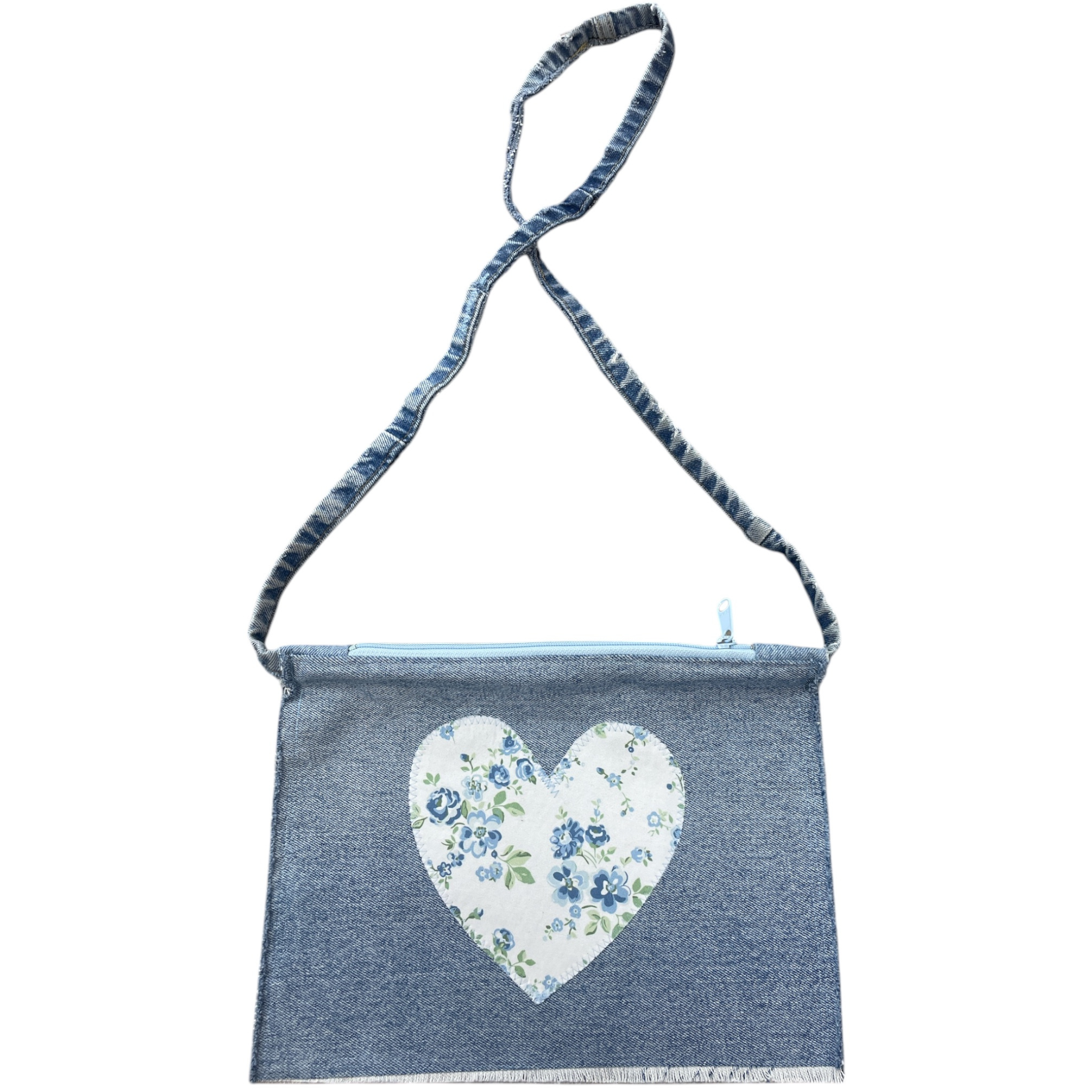 Shabby chic denim crossbody bag - Let's Bag It 