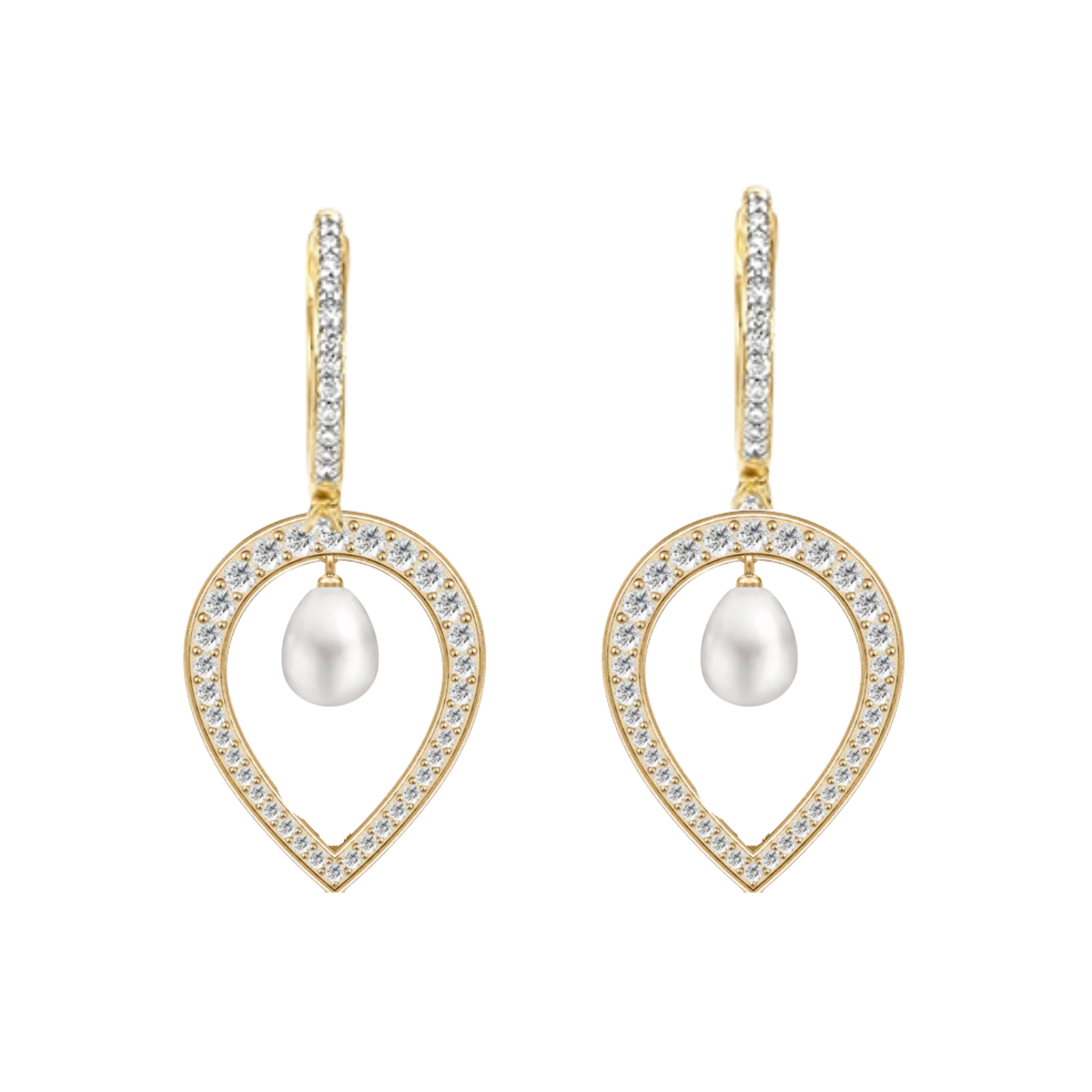 Pearl dangle teardrop earrings with silver hooks, featuring elegant white pearls and a polished finish.