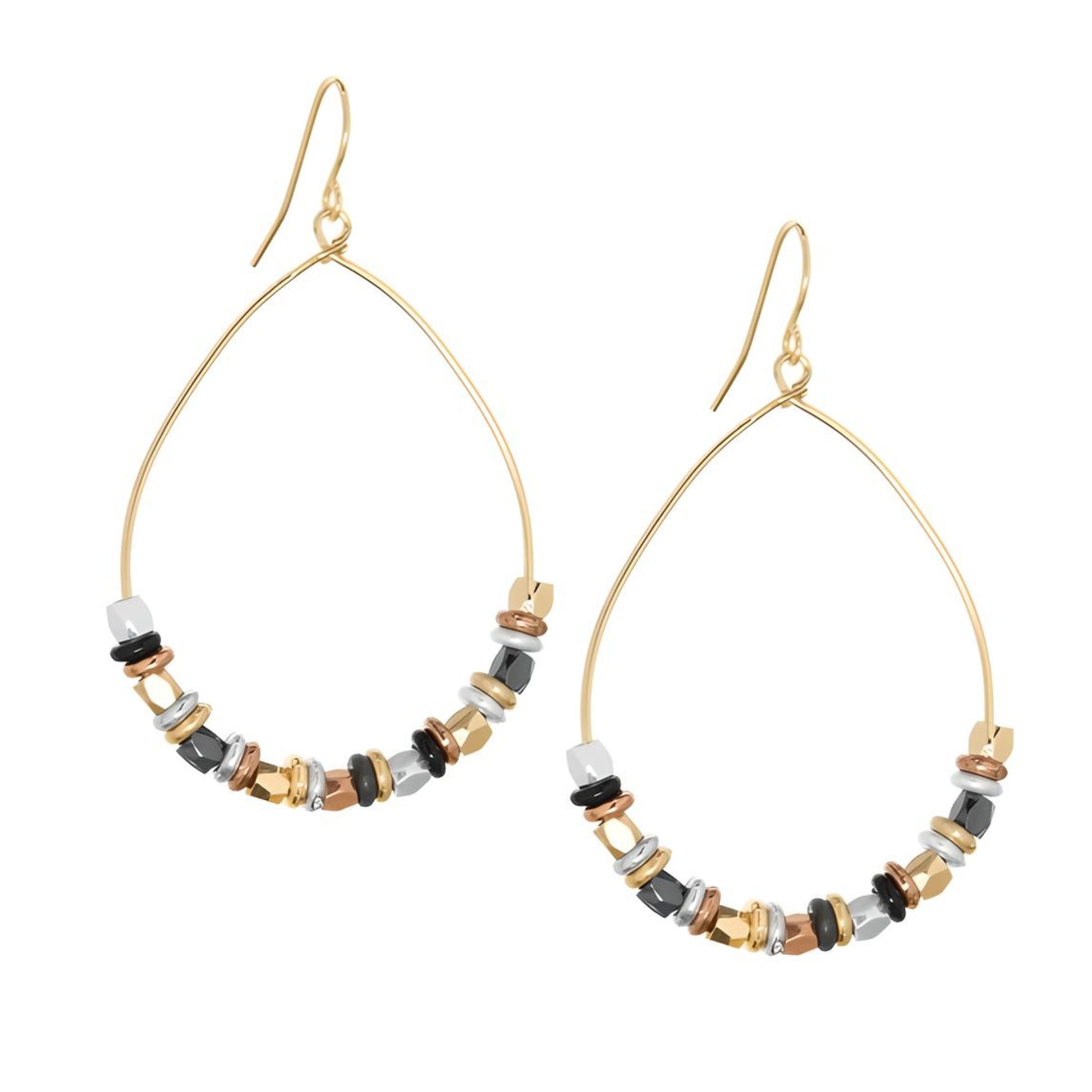 Teardrop Earring with Metal Discs