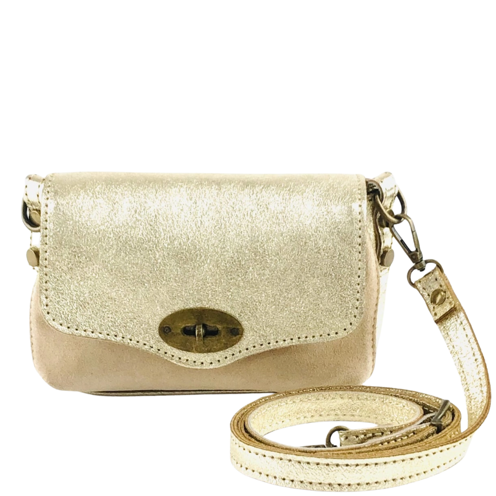 Livia Suede Patta Laminato Mini Crossbody Bag