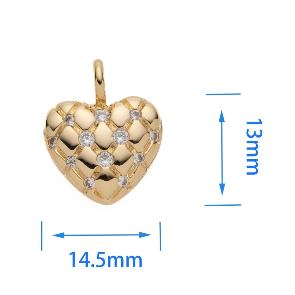 Puffed Heart Pendant Charm