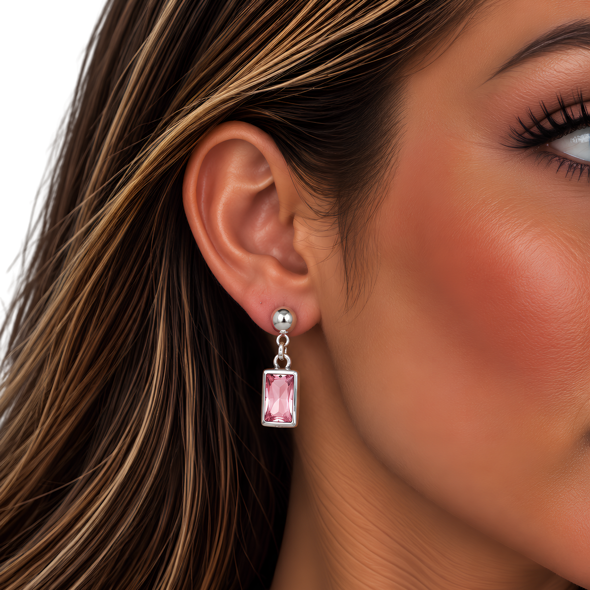 Handmade pink crystal pewter earrings with intricate design, featuring delicate pink crystals and detailed pewter craftsmanship.