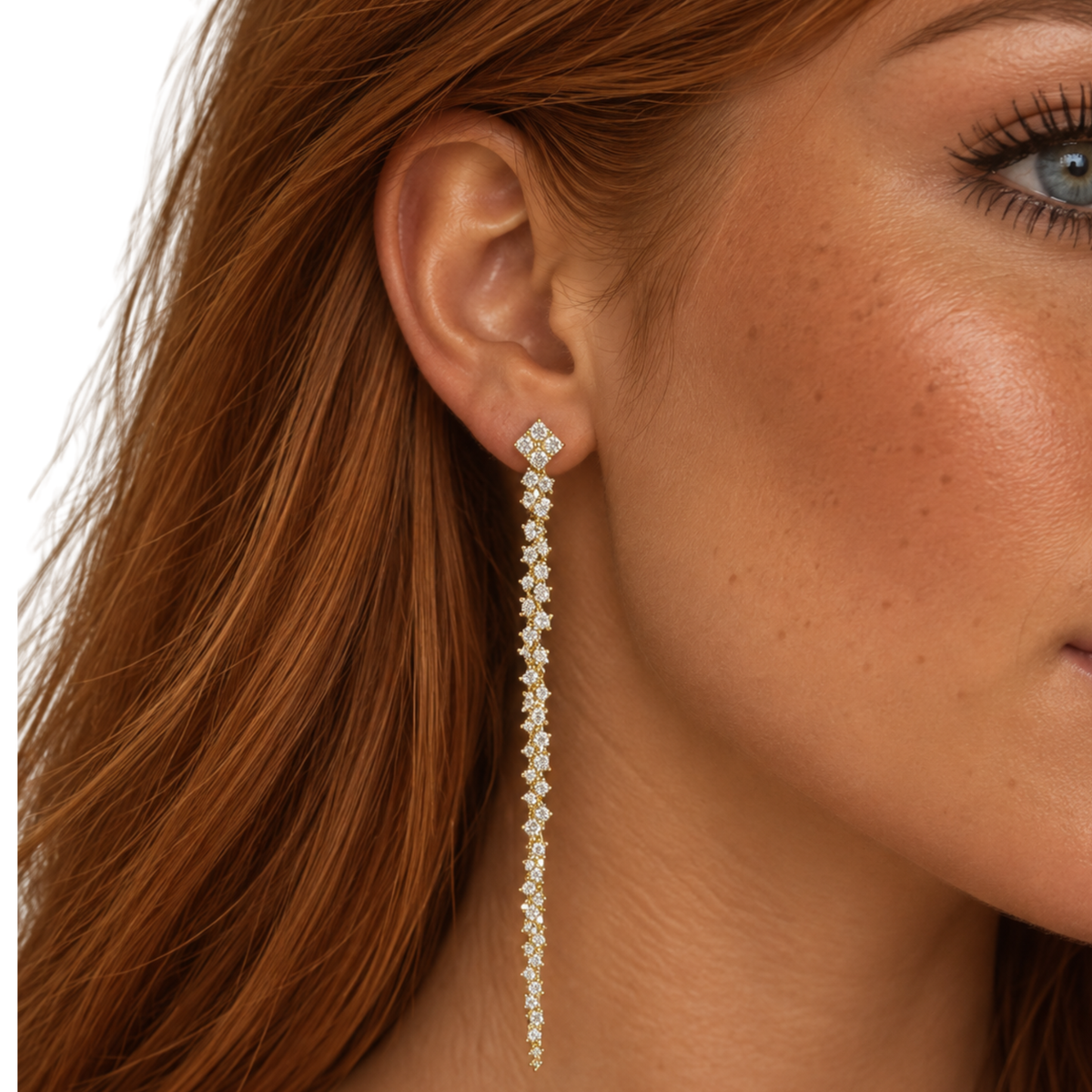 Sterling silver CZ Luxe Dangle Evening Earrings featuring sparkling cubic zirconia stones for elegant wear.