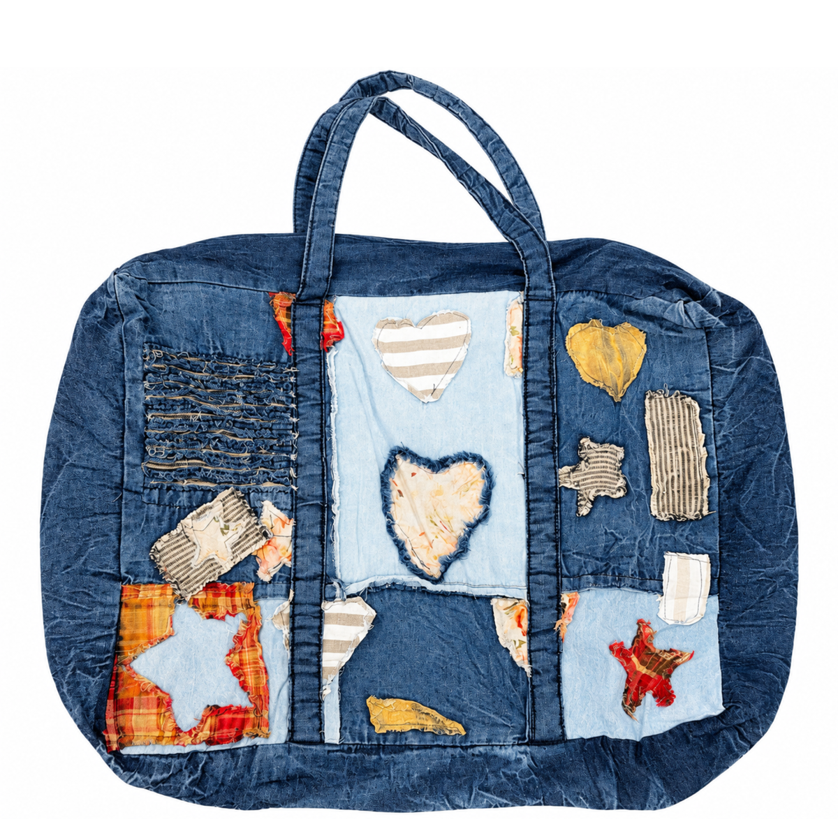 Unique Mix Patchwork Vintage Denim Casual Tote Bag