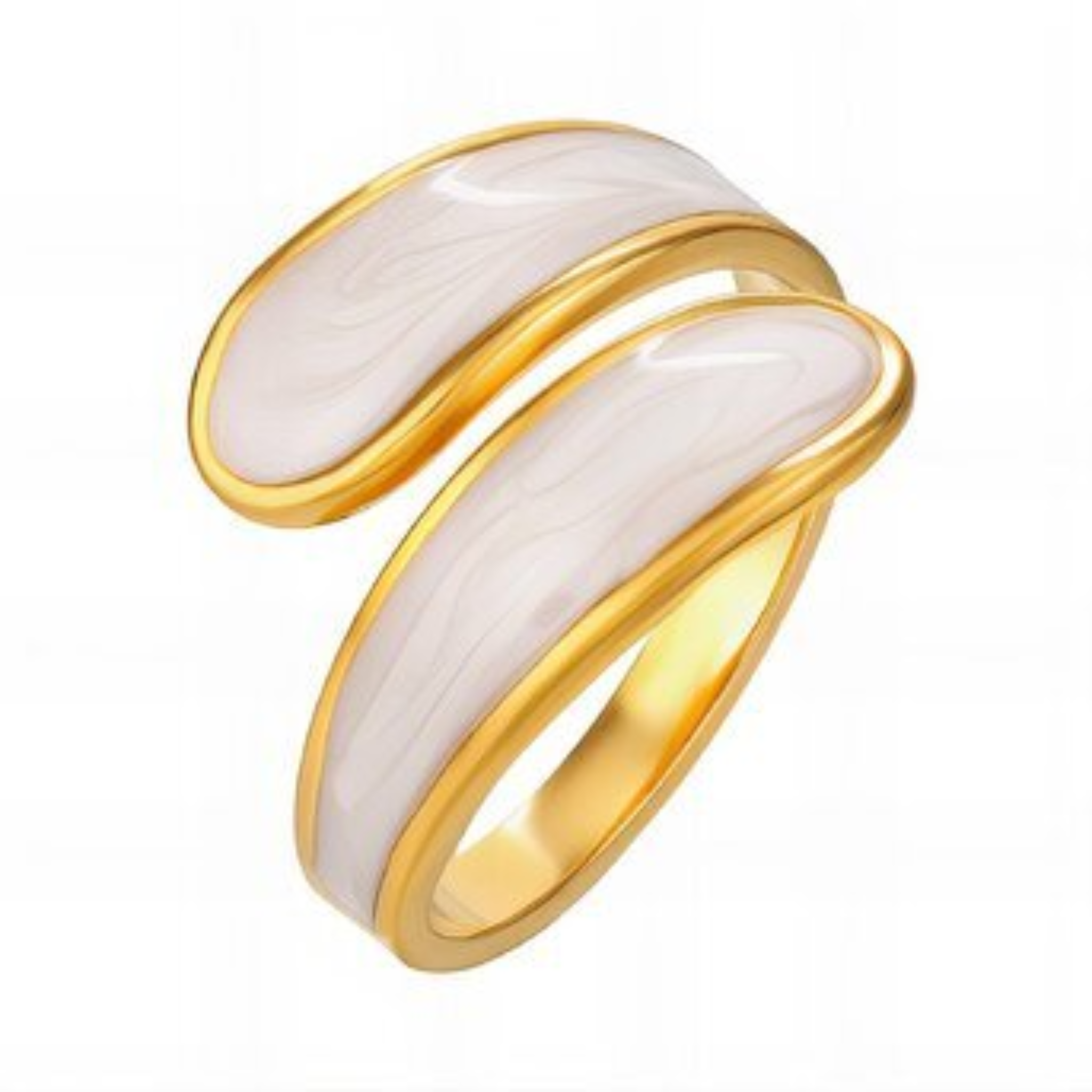 Elegant pearl looped around ring by Private Label featuring a classic design with a pearl accent and sleek metal band.