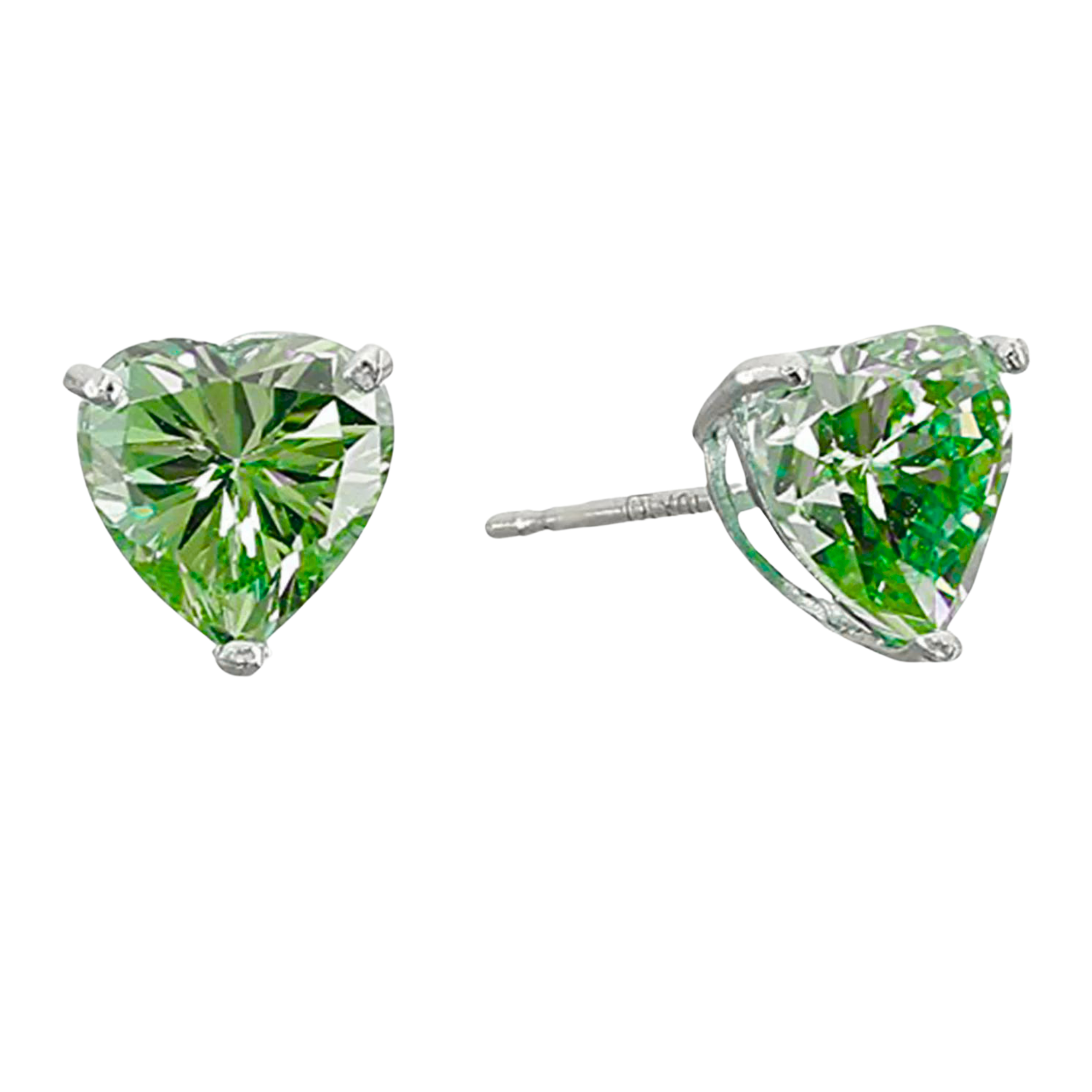 CZ Heart Birthstone Stud Sterling Silver Earrings