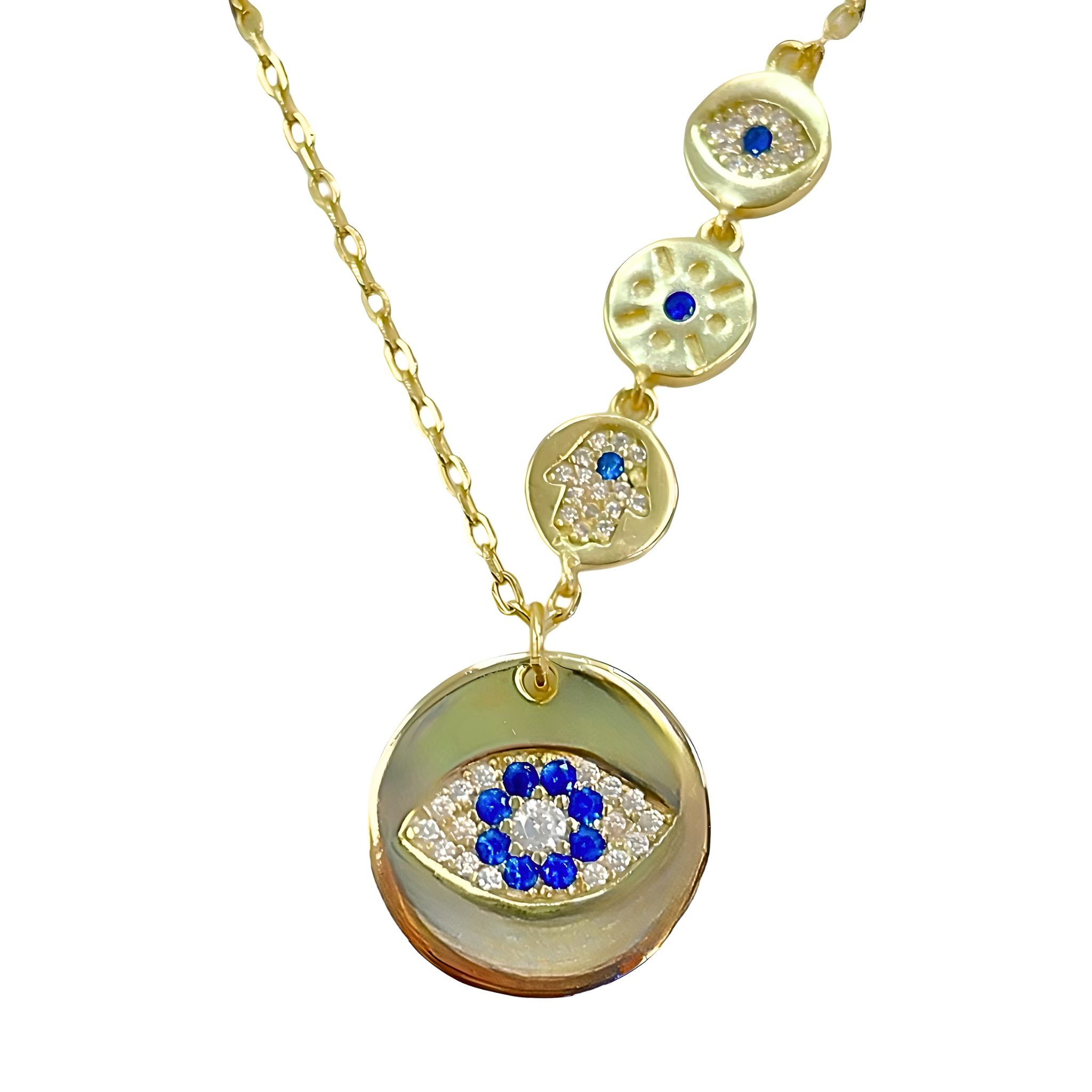 Evil Eye Multi Charm Pendant Necklace