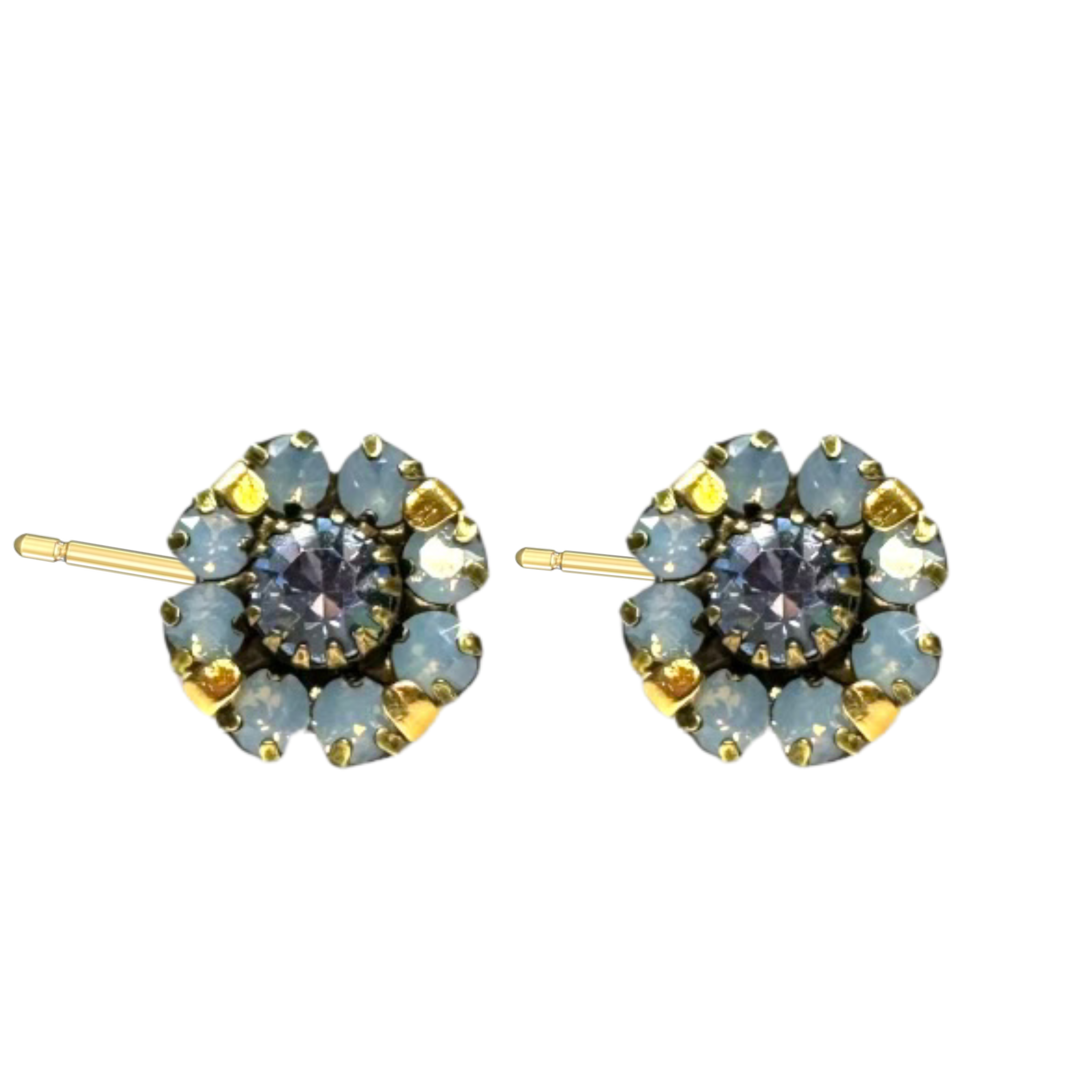 Floral earring studs with vibrant flower designs, featuring a delicate and feminine aesthetic.