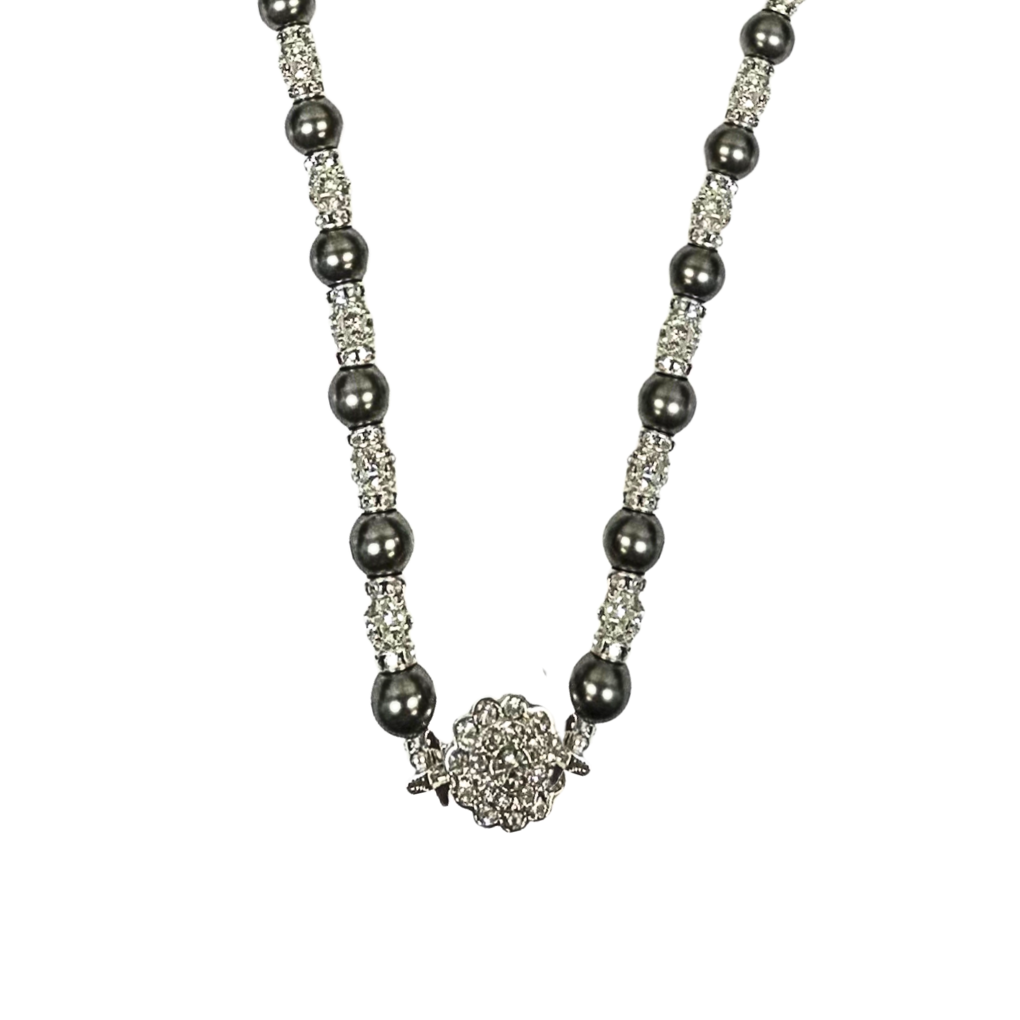 Grey pearl and cz necklace - Let's Bag It 