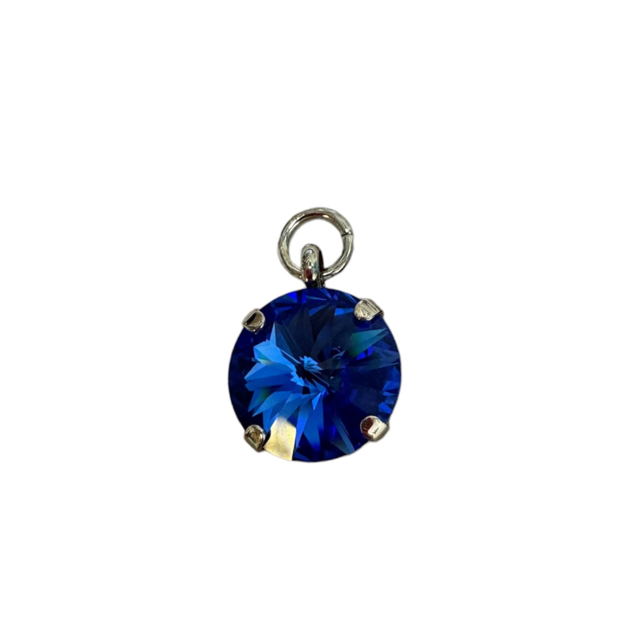12MM sapphire charm featuring a vibrant blue gemstone, perfect for jewelry making and charm bracelets.