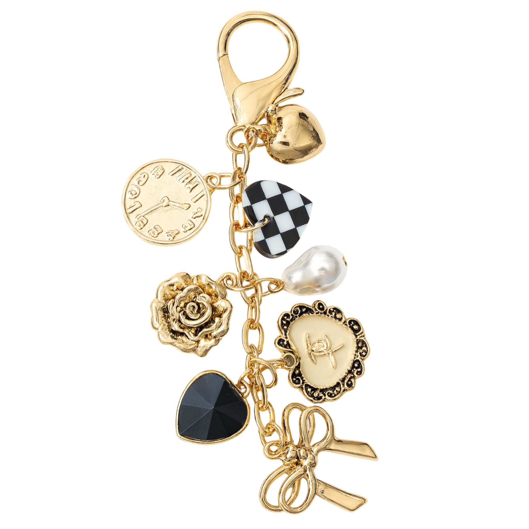 Bow Checker Heart Flower Bag Charm