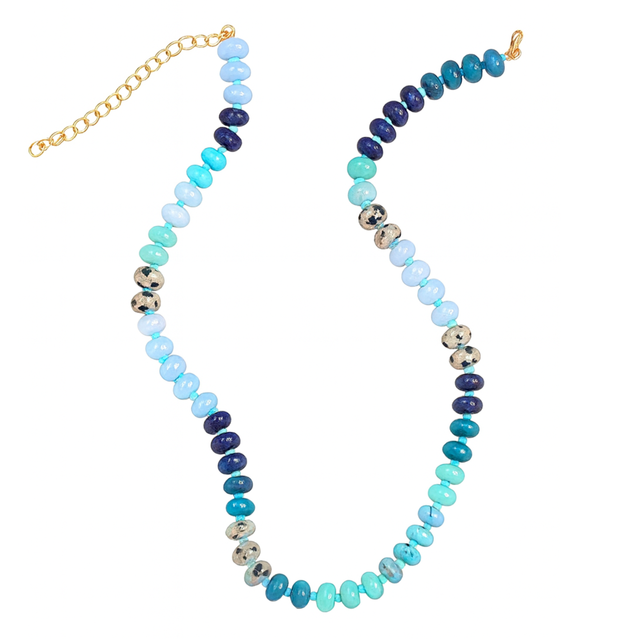 Natural agate glass semi-precious bead necklace by Private Label Jewelry, showcasing colorful beads and a stylish design.