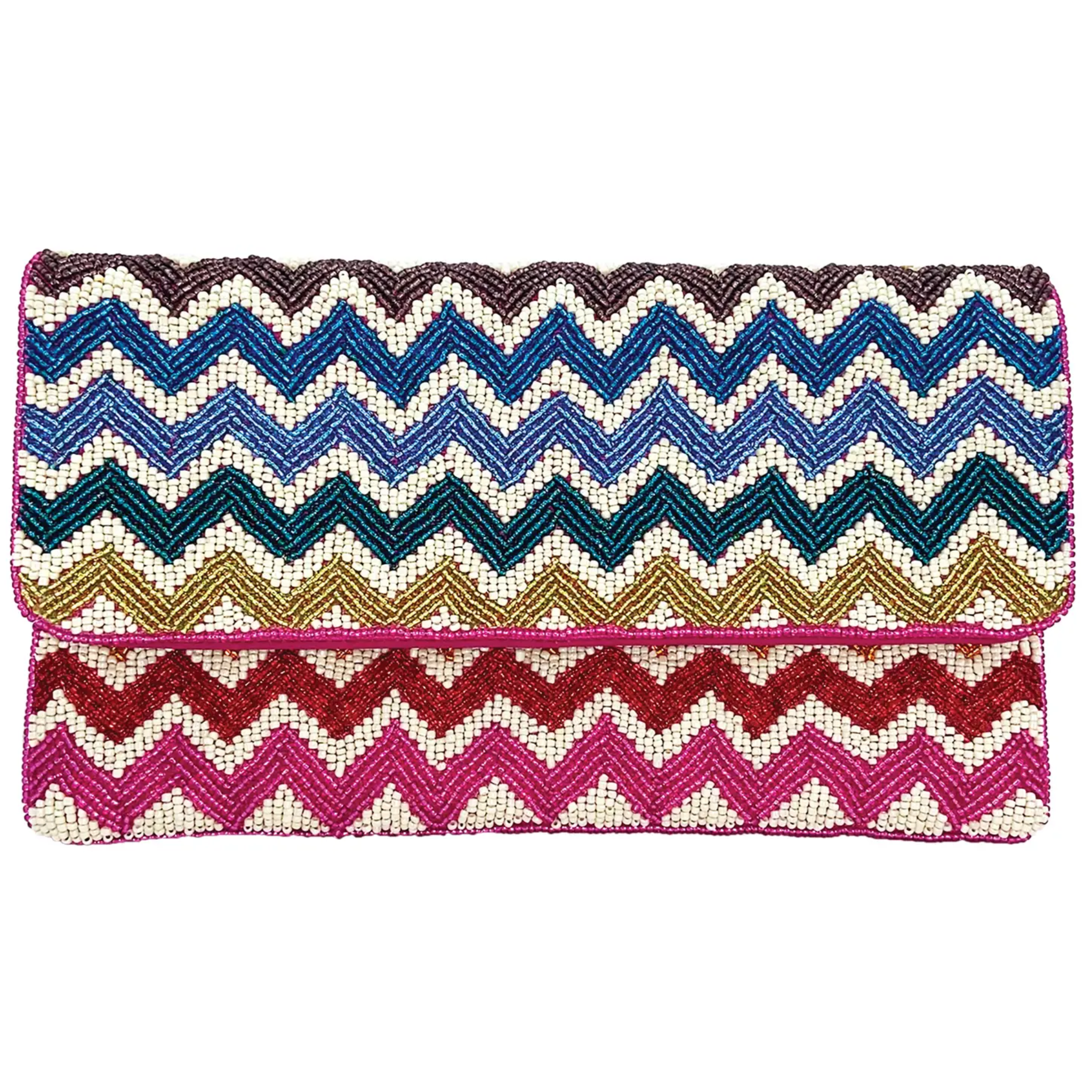 Chevron Multi Beaded Clutch