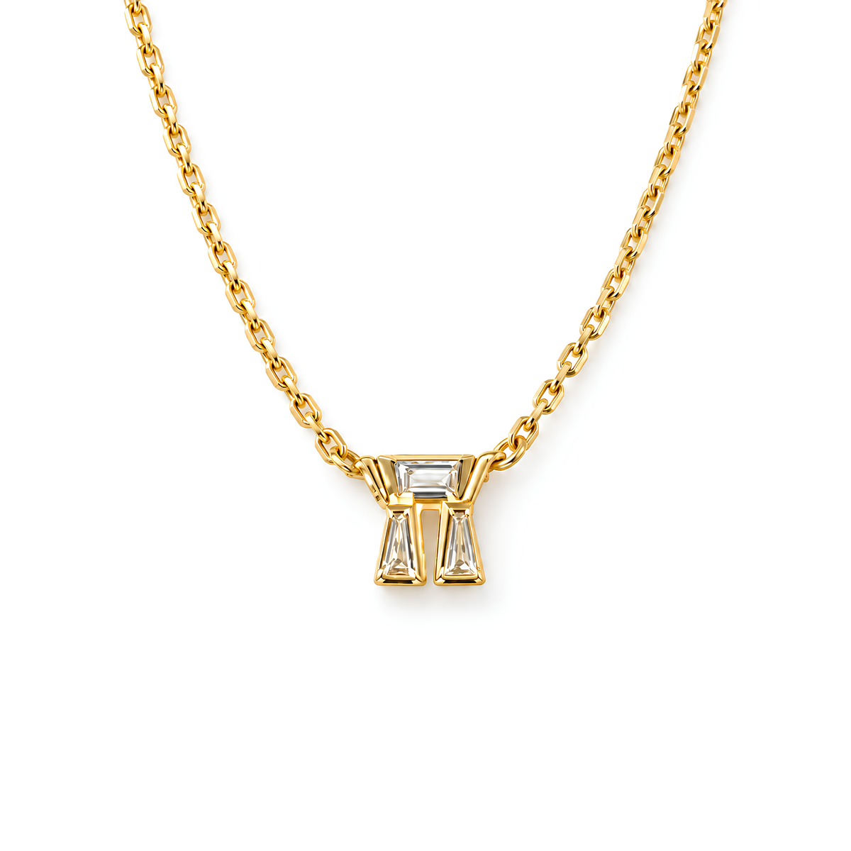 Private label Bbay CZ Chai Necklace featuring sparkling cubic zirconia stones and a delicate chain design.