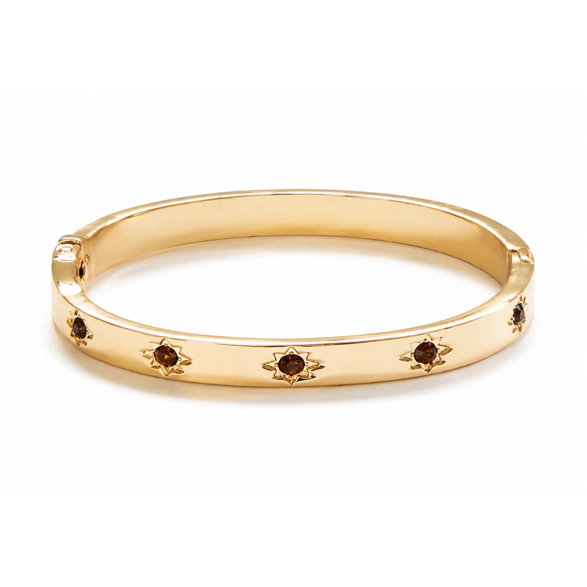 Marlyn Schiff crystal starburst hinged bangle featuring sparkling crystal accents and a stylish, open design.