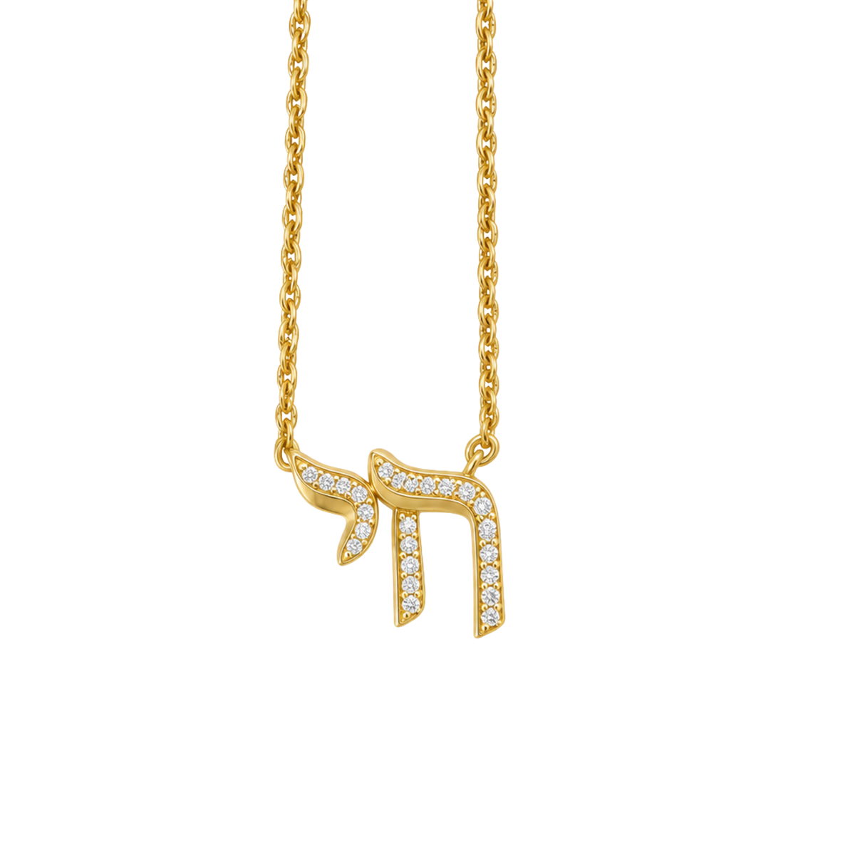 Private label Chai Cz outline necklace featuring a delicate chain and minimalist chai pendant on a neutral background.
