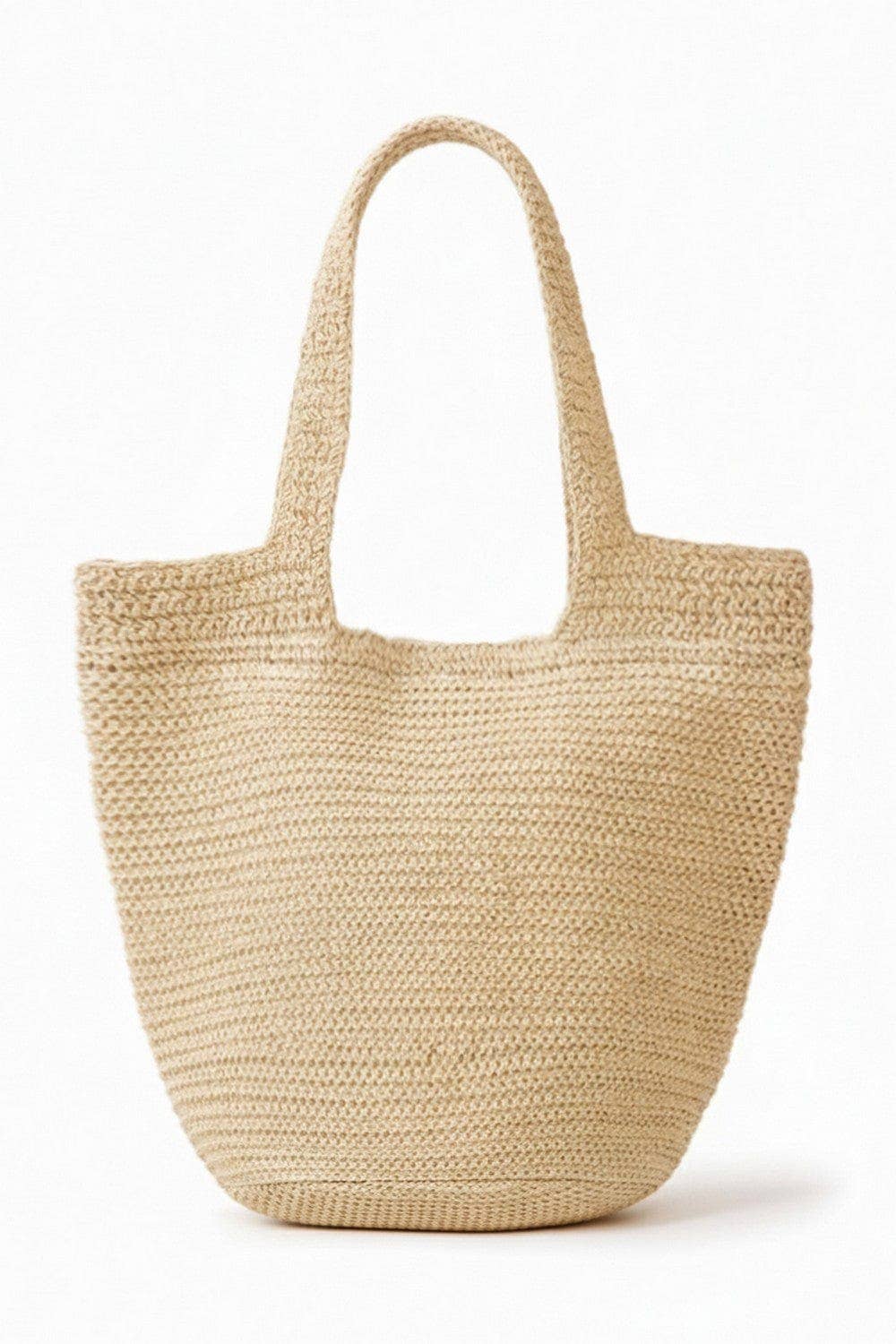 Handmade straw tote bag by Private label, featuring a woven design and sturdy handles, perfect for everyday use.