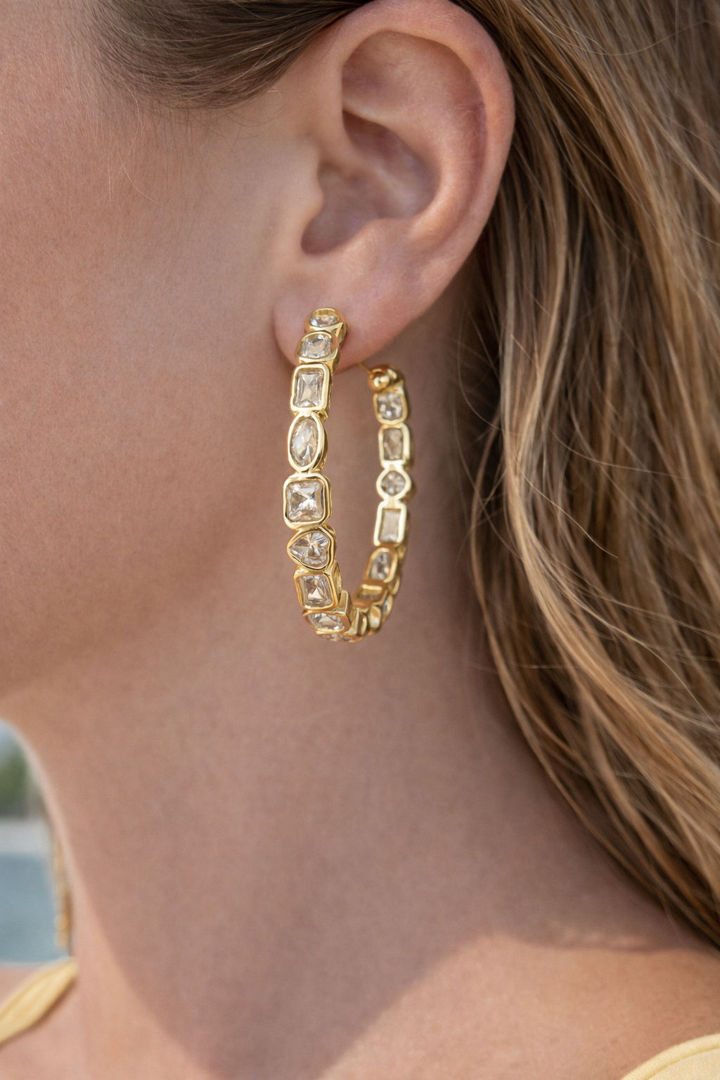 Gemelli Judy Hoop earring featuring a sleek, polished gold hoop design perfect for stylish accessories.