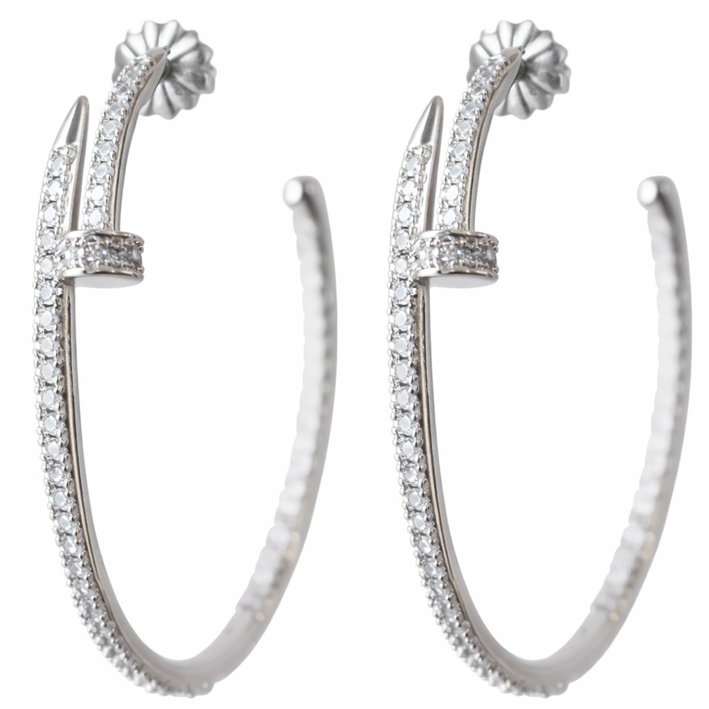 Gemelli Emma Nail CZ hoop earrings featuring sparkling cubic zirconia in a stylish gold-tone design.