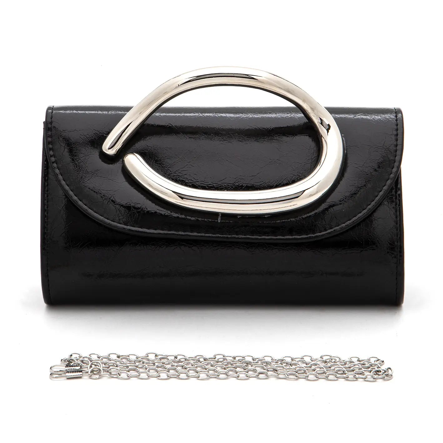 Metal Handle Metallic Clutch Bag