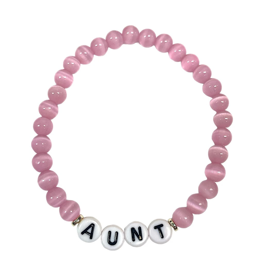 Aunt Gemstone Beaded Word Bracelet