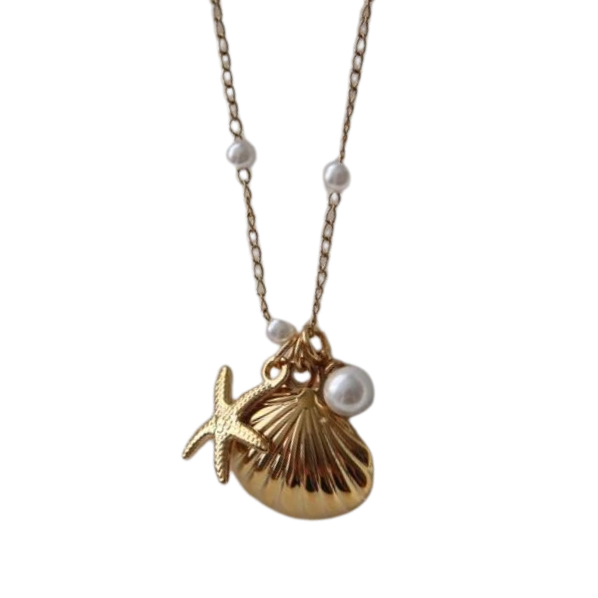 By the Shore Necklace | Shell and Star Pendant