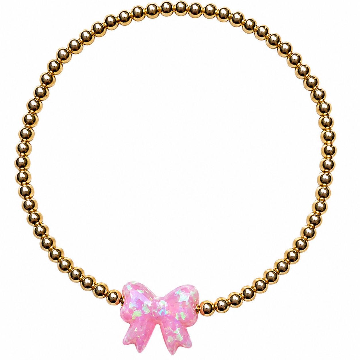 Bow Charm  Beaded Bracelet