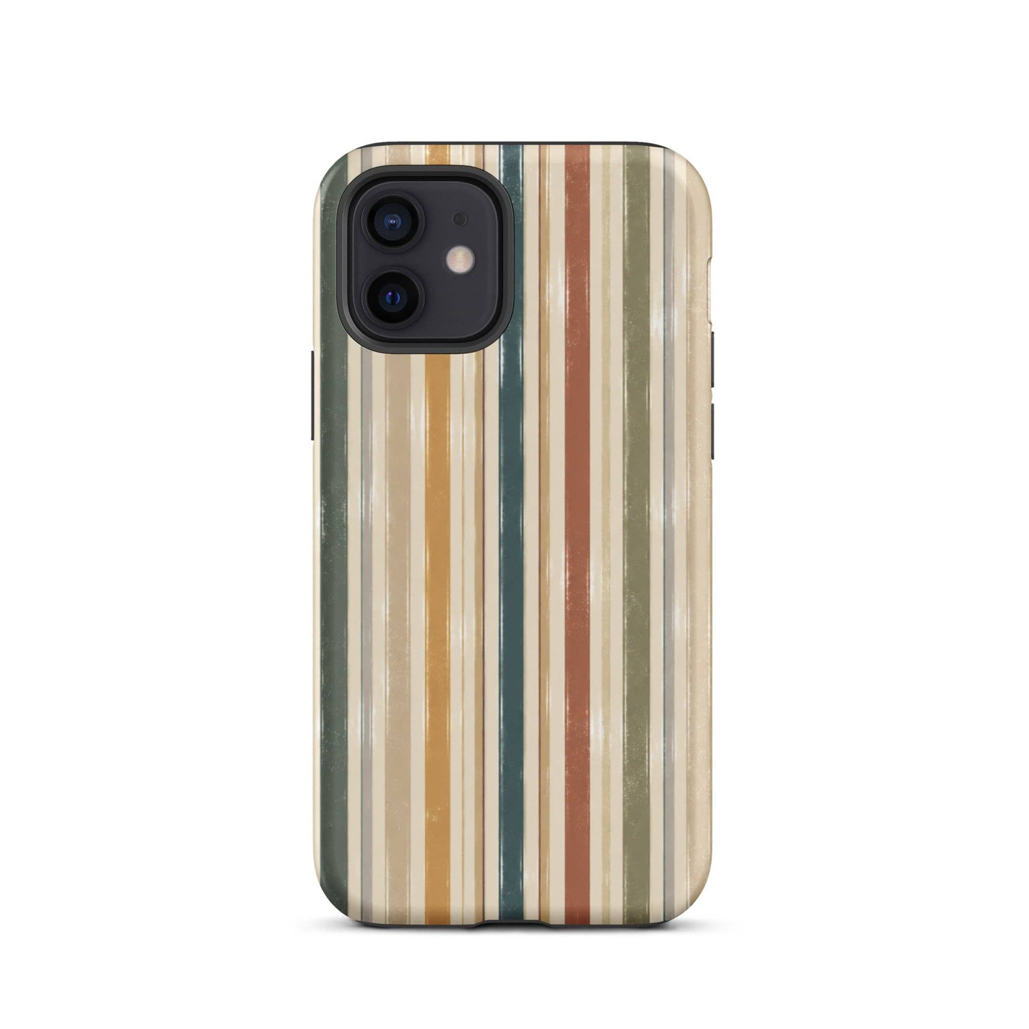 Green Tan Turquoise Stripe iPhone Case