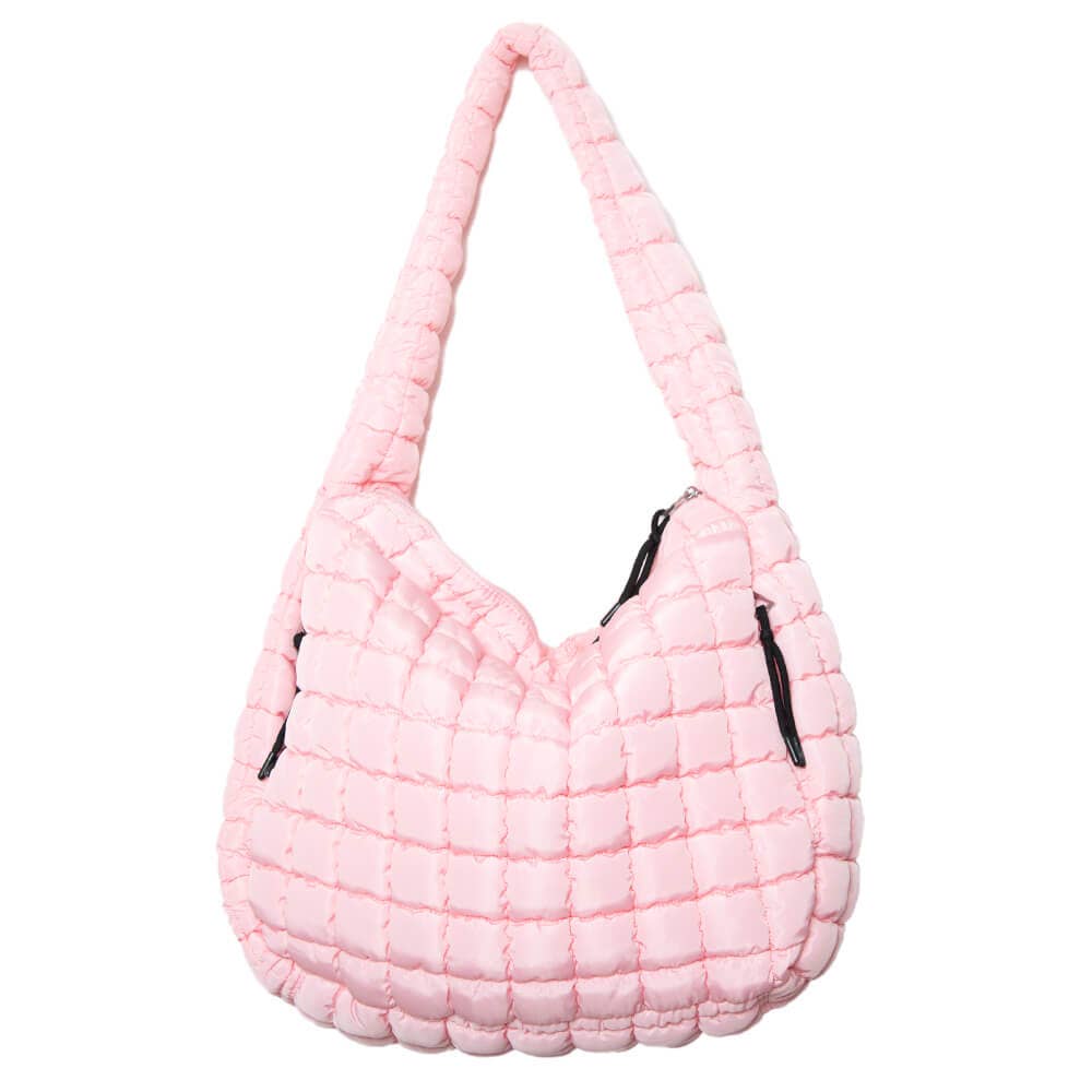 Light Pink Oversized Nylon Puffer Carryall Tote - Let's Bag It 