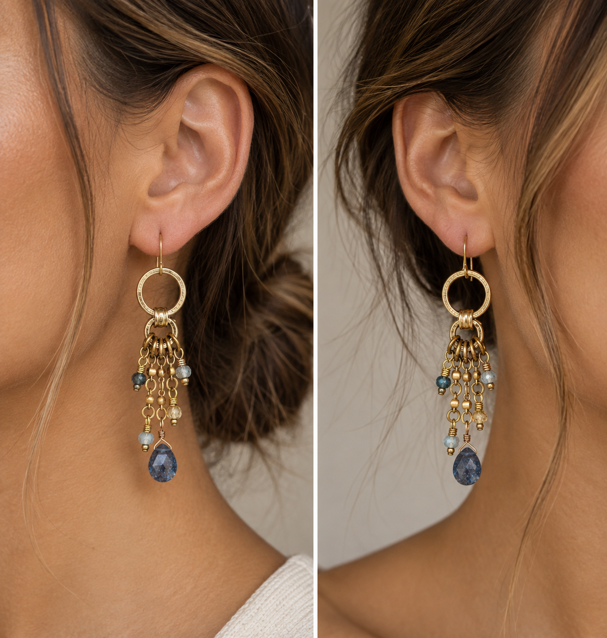 Graduated O Ring with Burst of Stones Earrings