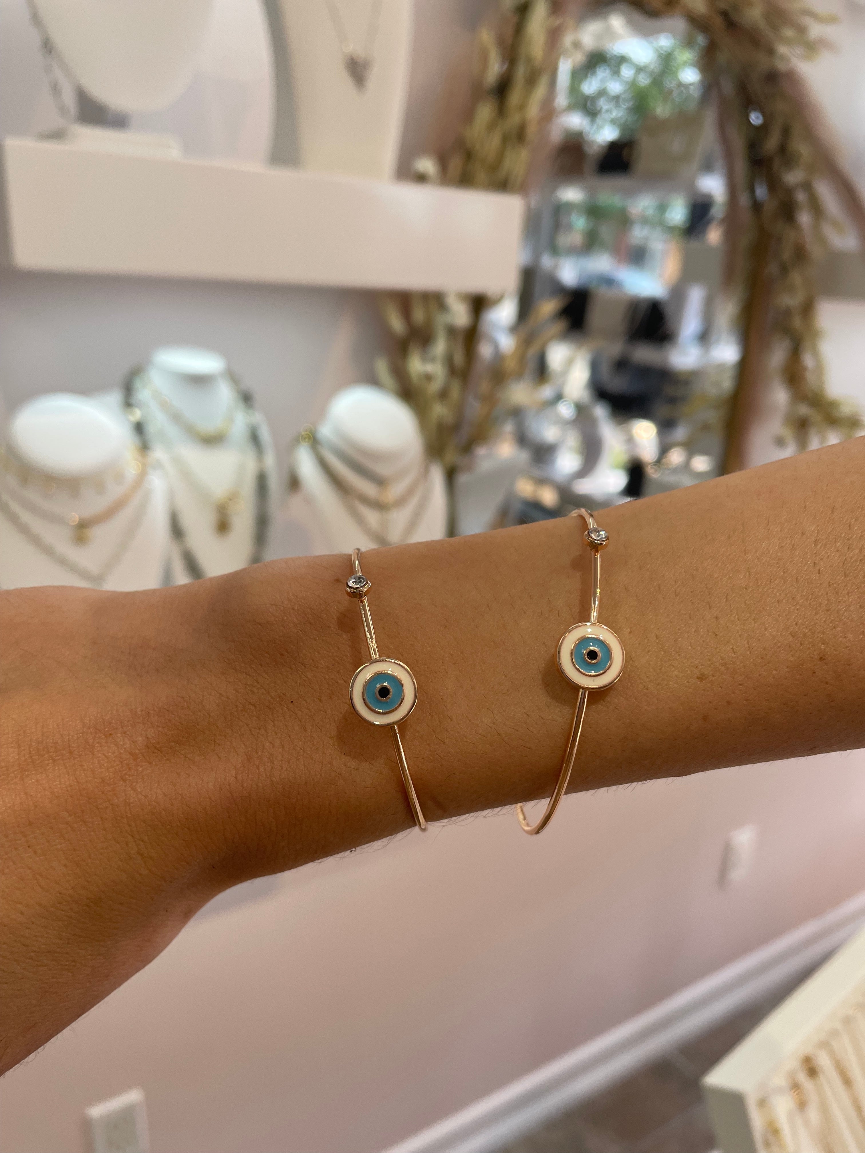 Rose Gold Evil Eye Bangle