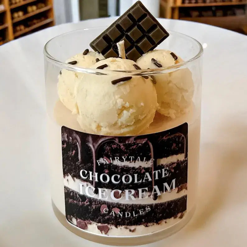 Chocolate Ice Cream Candle 8 oz - Realistic Dessert Candle
