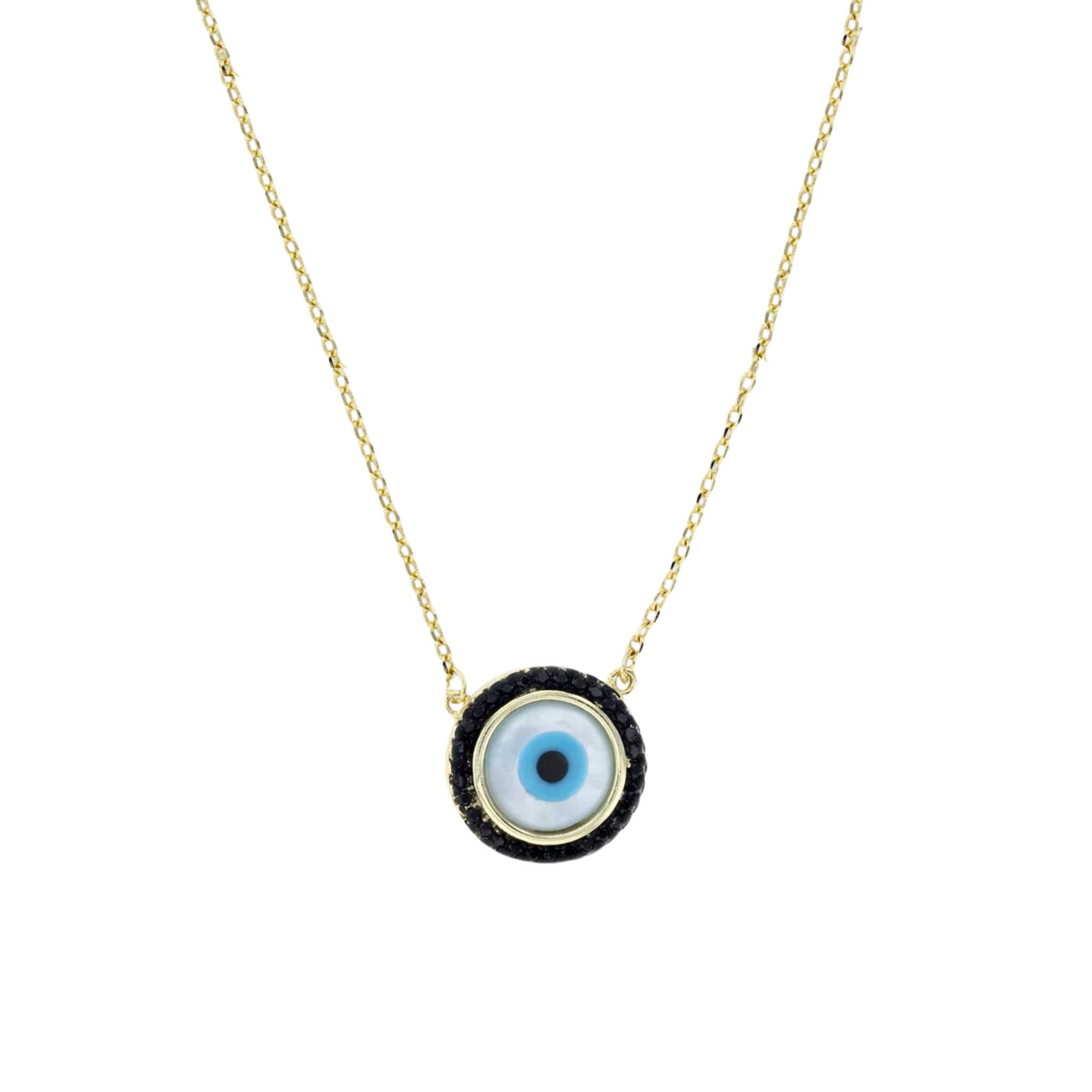 Round Eye Necklace with Black CZ Detailing