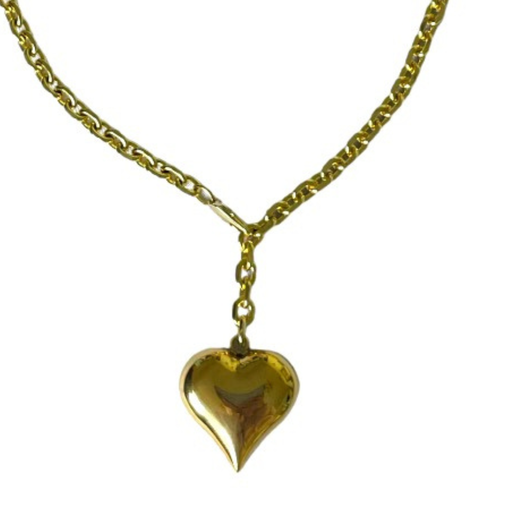 Puffy Heart Long Chain Necklace