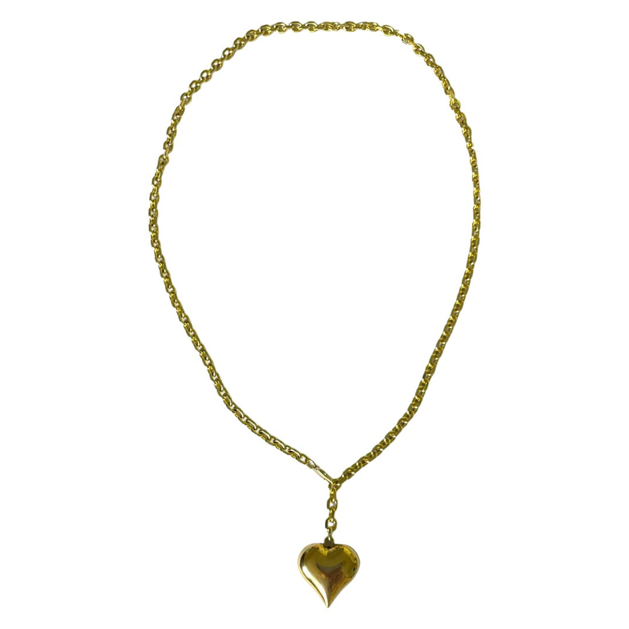 Puffy Heart Long Chain Necklace