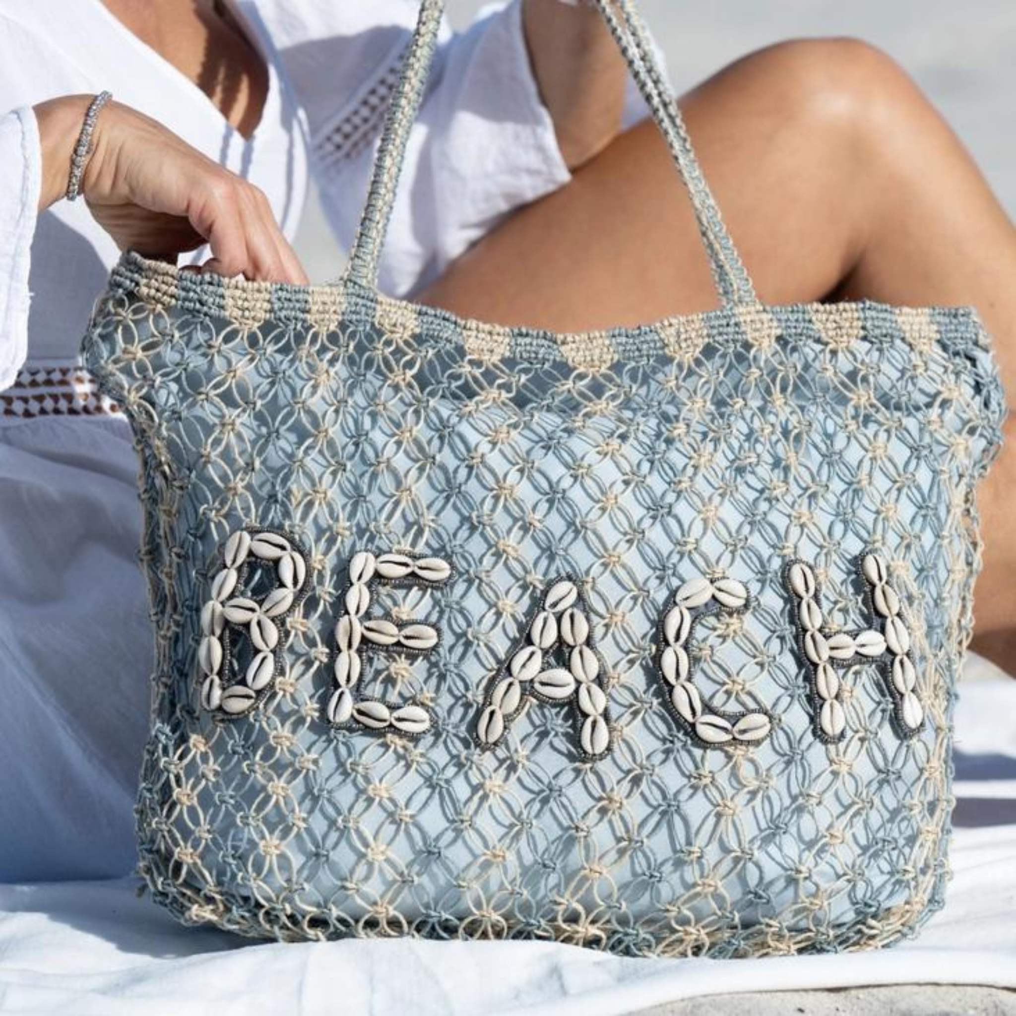 Beach Seashell Crochet Tote