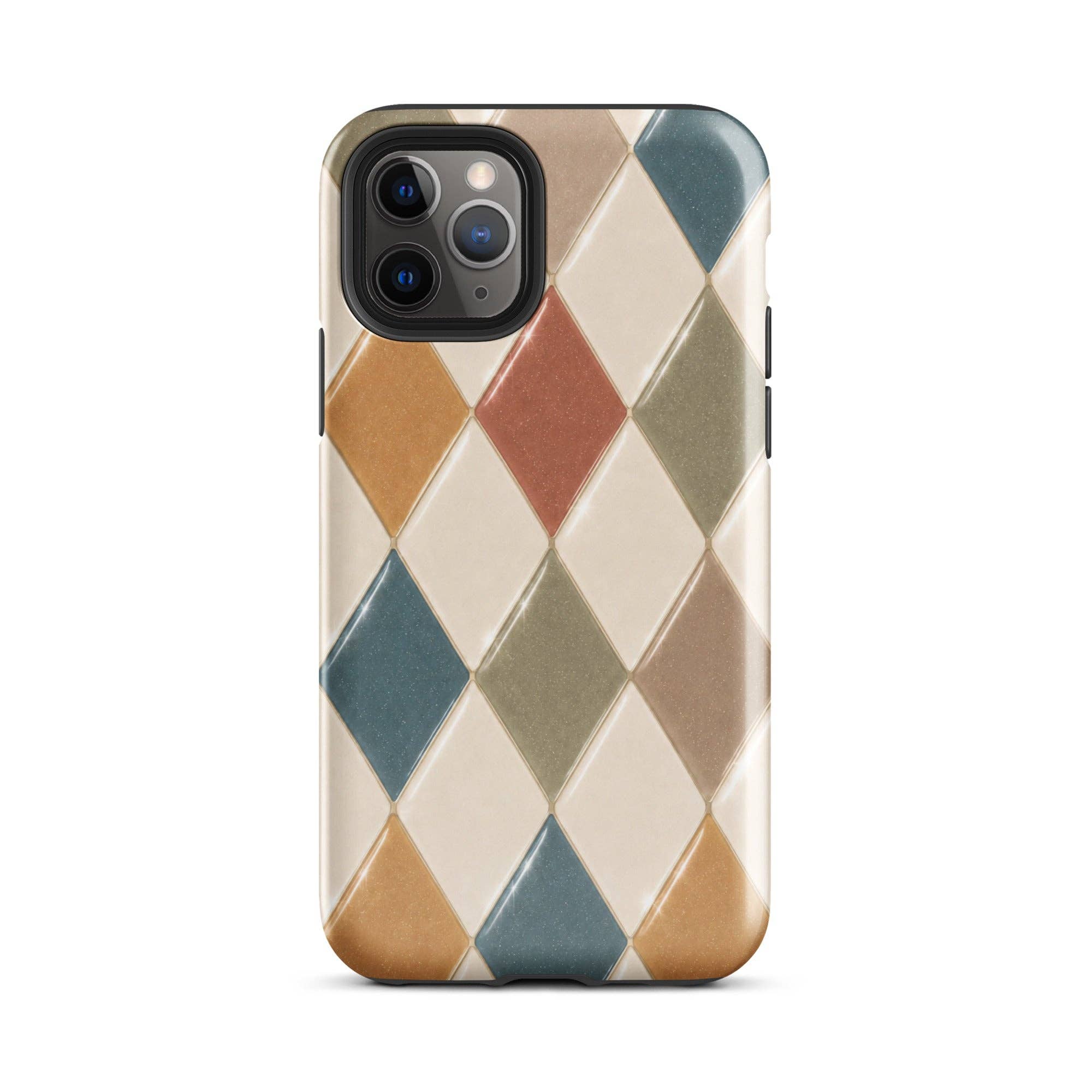 Green Tan Turquoise Argyle iPhone Case