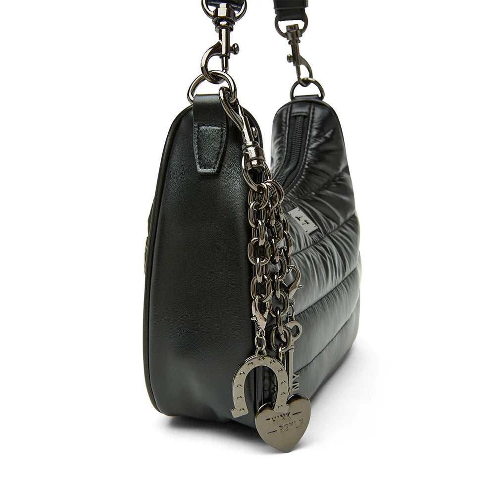 Black Think Royln Soulmate shoulder bag with sleek design and adjustable strap, perfect for everyday use.