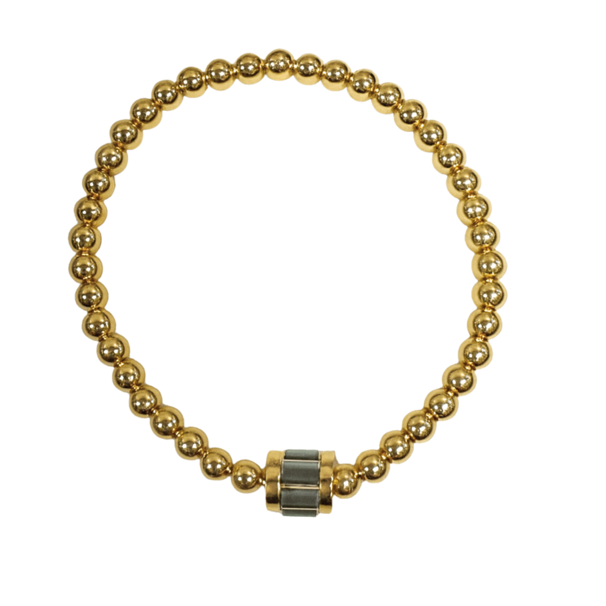 Gold and rose gold bracelet with a hexagon design from The Skylar Project, featuring elegant rhinestone accents.