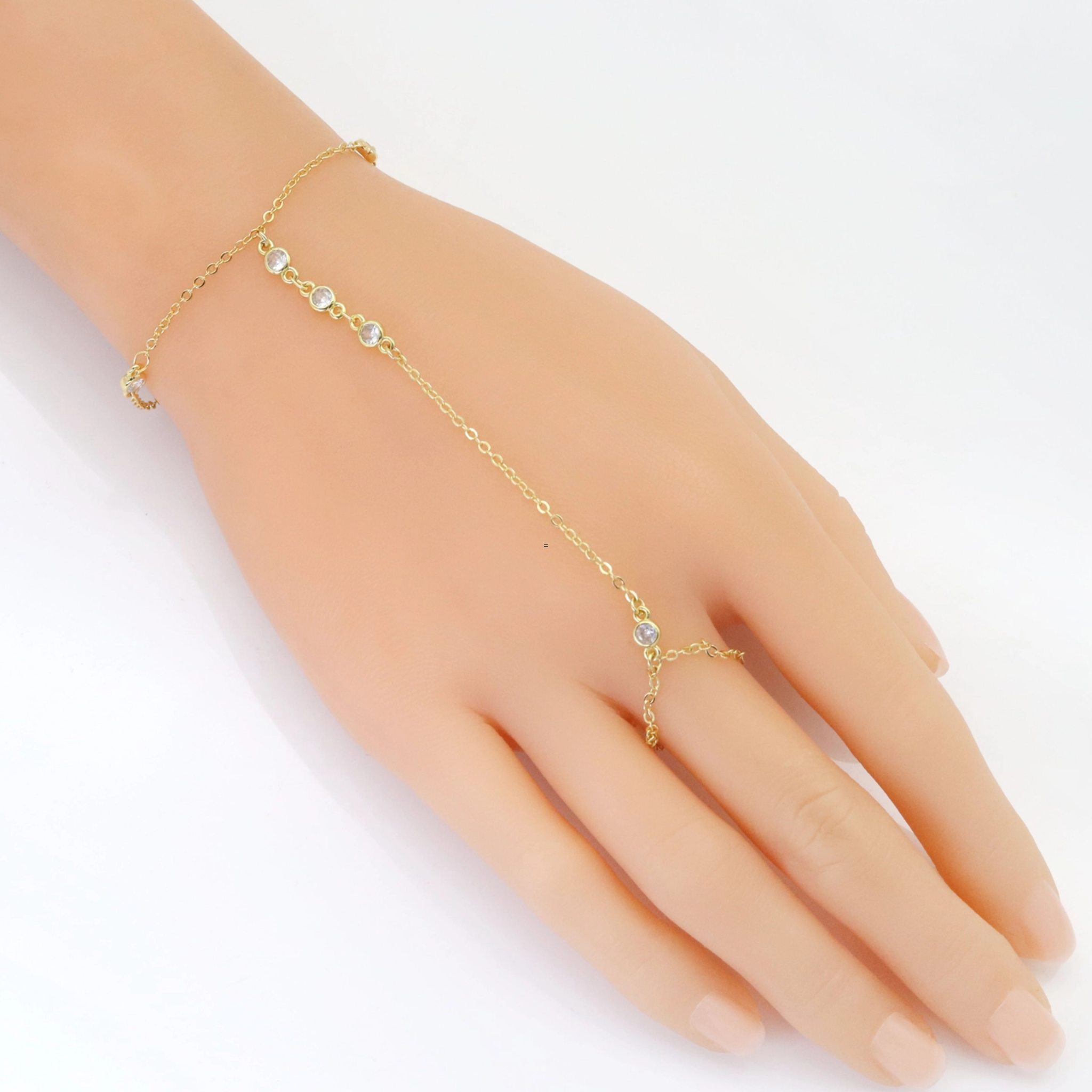Cz Gold Silver Cz Link Chain Hand Jewelry