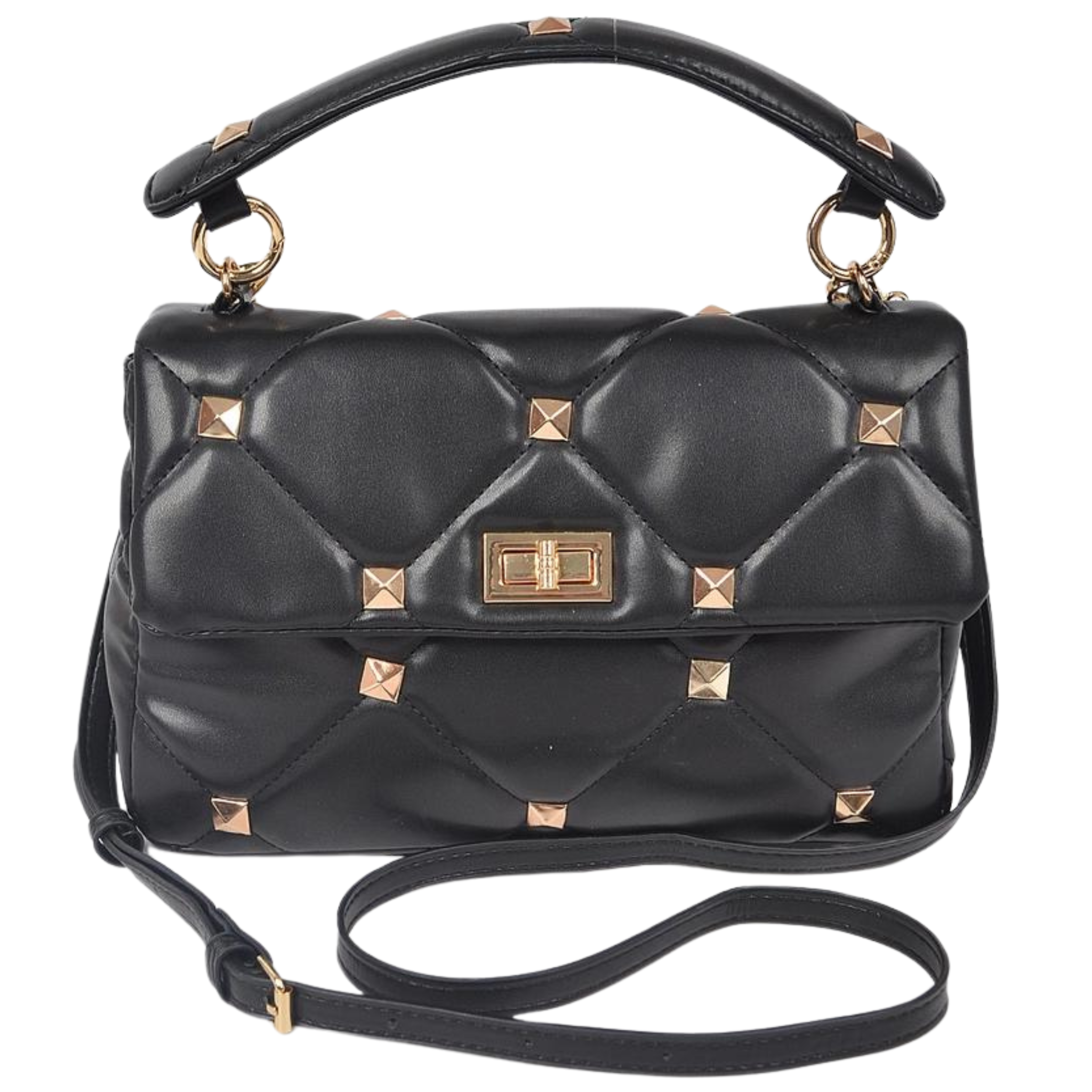 Mini Metal Studded Top Handle Crossbody Bag